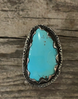 Vintage Native American Silver Pale Blue Turquoise Ring Size 9