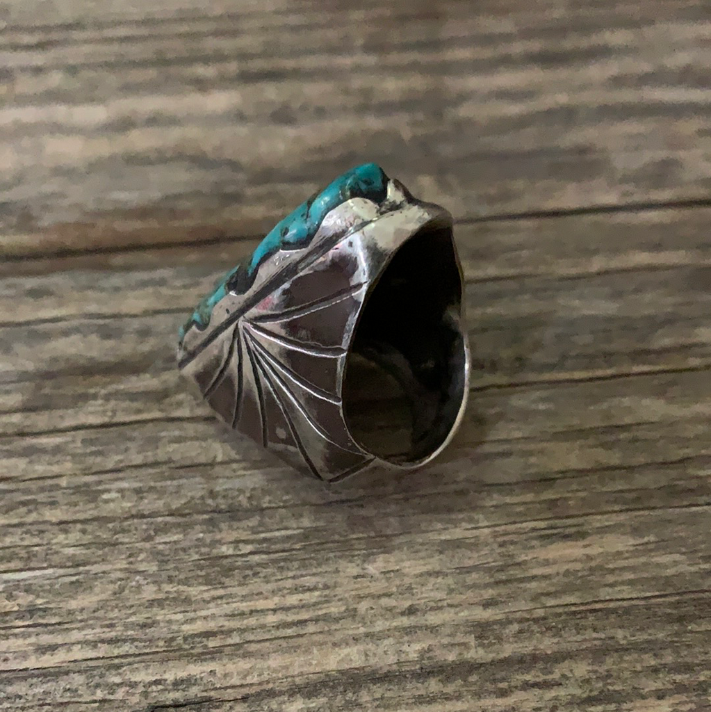 Vintage Sterling Silver Turquoise Ring Size 10