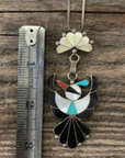 Vintage Native American Zuni Inlay Silver Necklace