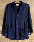 1950’s Solid Navy Blue Hawaiian Shirt Jacket By Mack