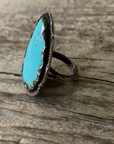 Vintage Native American Silver Pale Blue Turquoise Ring Size 9