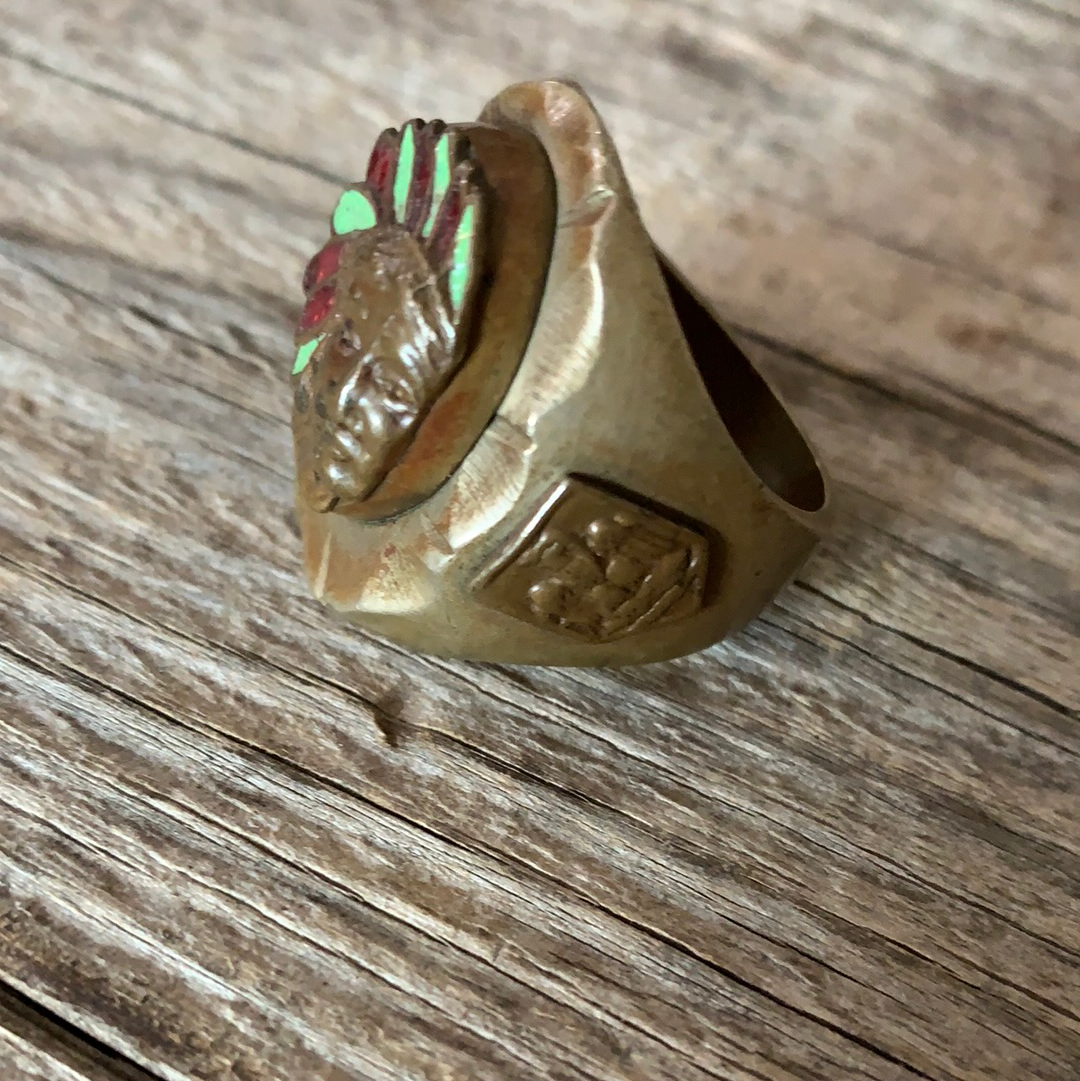 Vintage 1940’s Indian Head Mexican Biker Ring Size 11.25