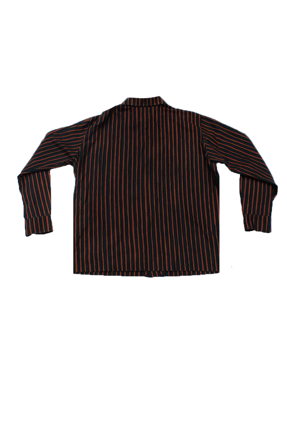 Vintage 60's Marimekko 100% Cotton Dress Shirt Brown/Indigo Stripe