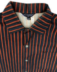 Vintage 60's Marimekko 100% Cotton Dress Shirt Brown/Indigo Stripe