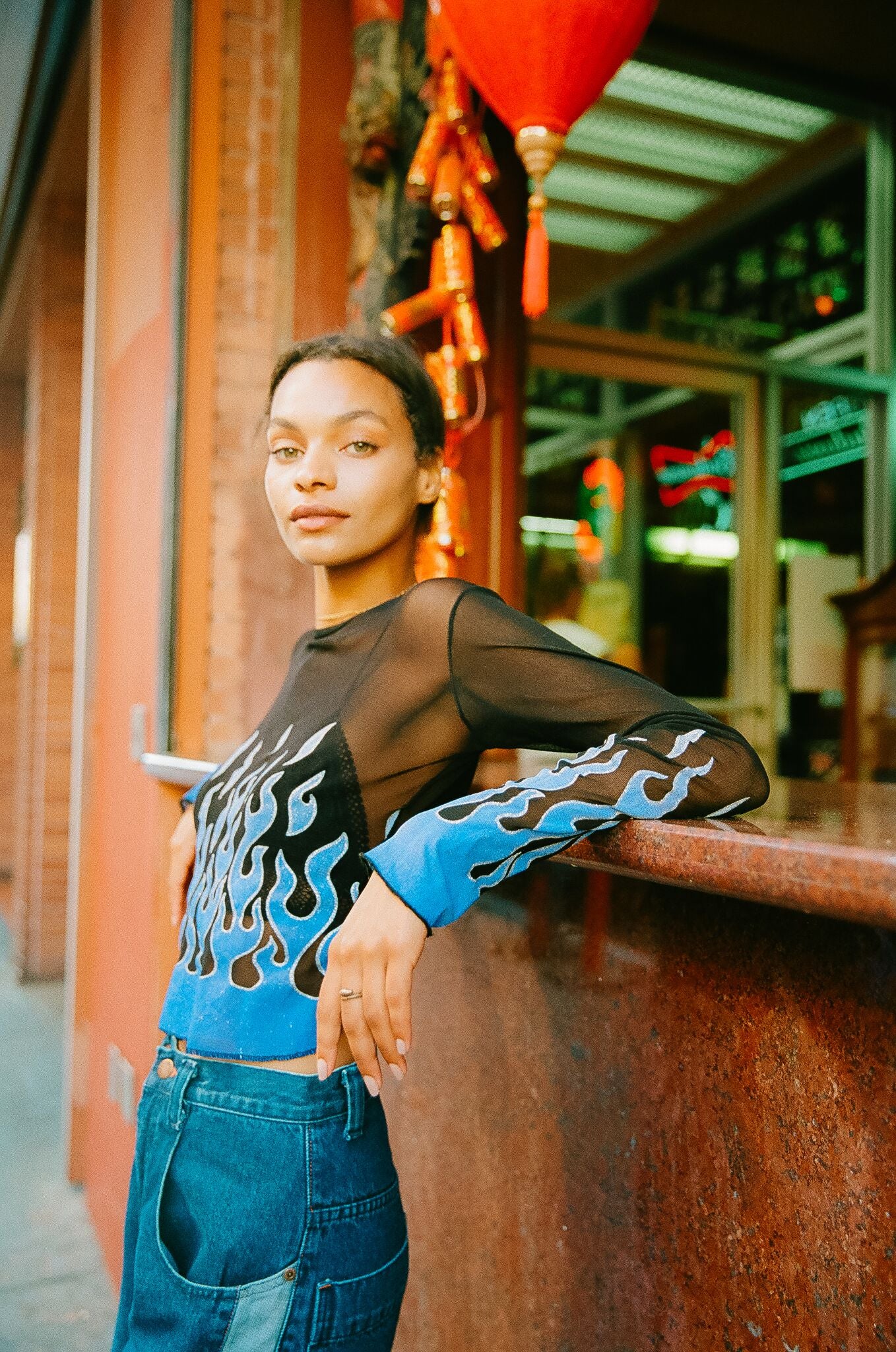 トップス VTG 90s DKNY Flame Mesh Top VTG 90s DKNY Flame Mesh Top