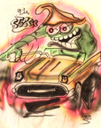 Vintage 60's Original Airbrush Drag Racing Hot Rod Art Sweatshirt "The Stocker"