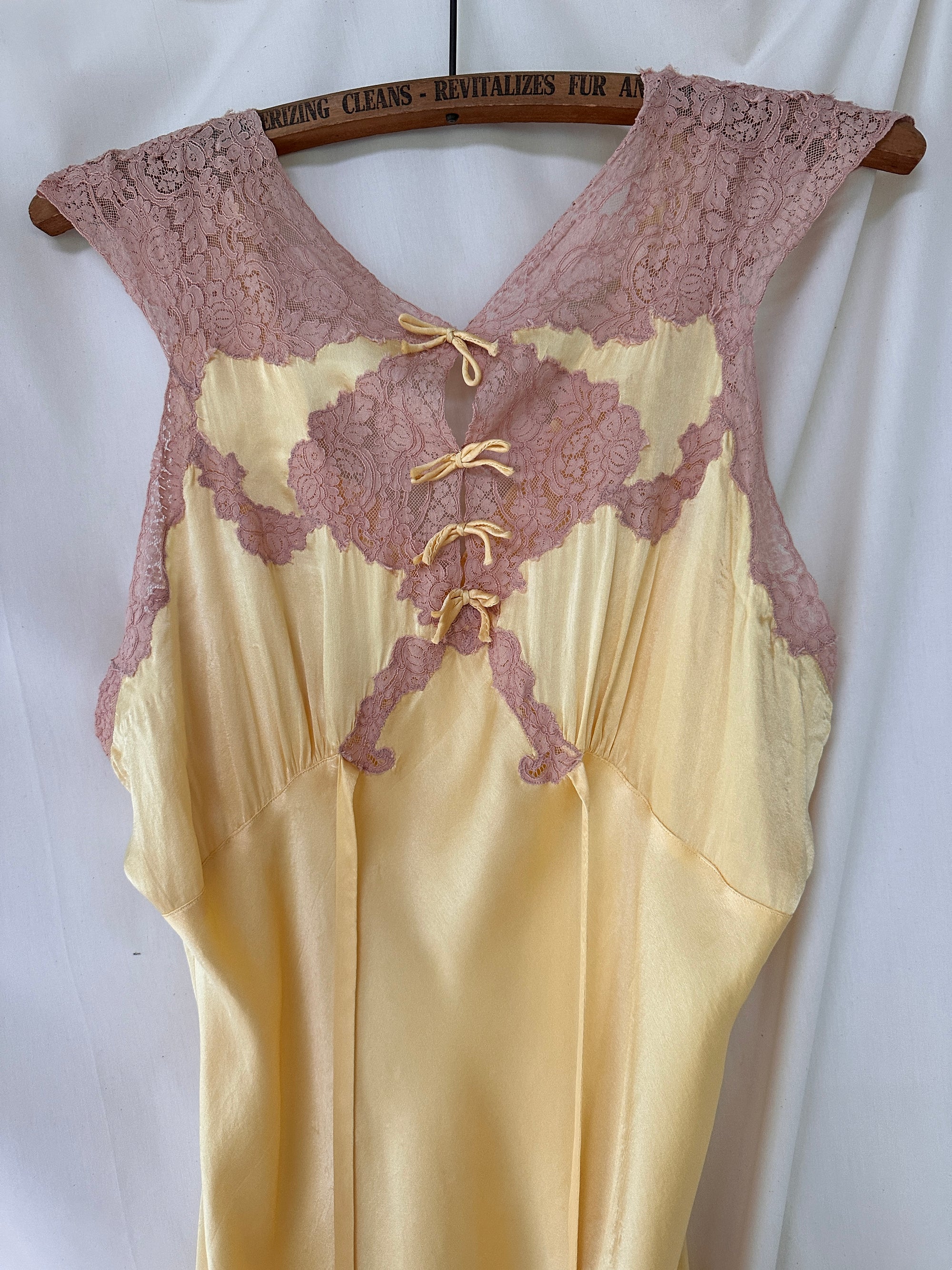 Vintage 1930’s Silk Rayon Lace Slip Dress