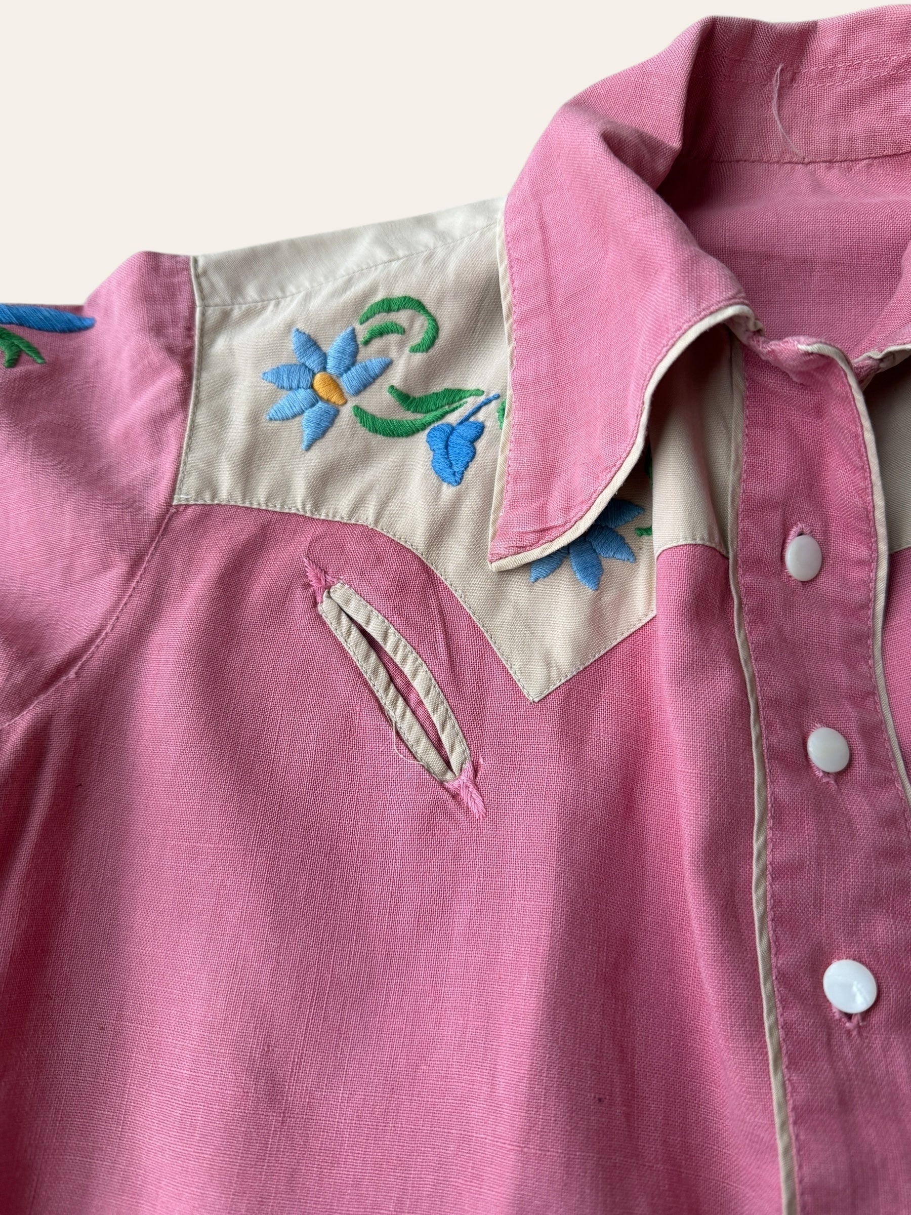 Vintage 1940’s Embroidered Cotton Western Shirt