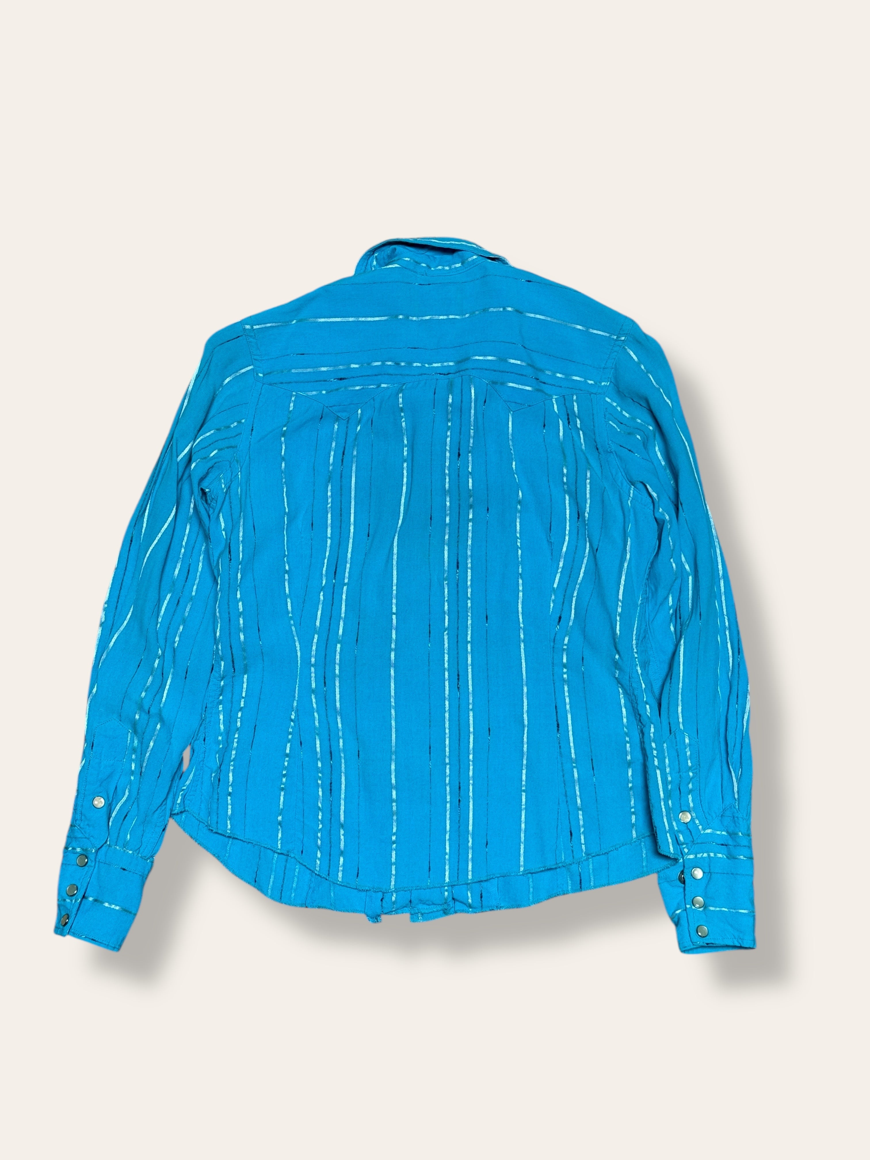 Vintage 1950's Turquoise Fleck Miller Western Rayon Shirt