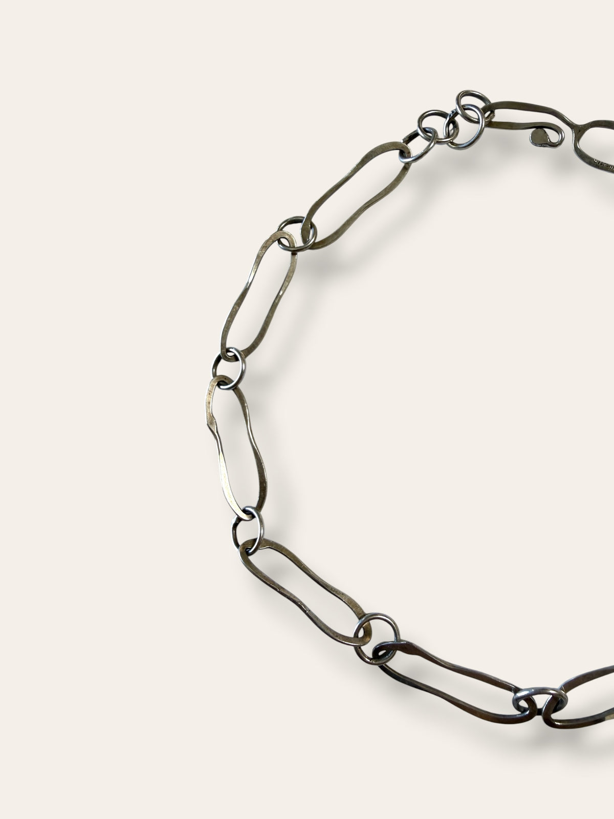 Vintage Sterling Silver Handmade Paperclip Link Necklace | 14.5" Chunky Chain