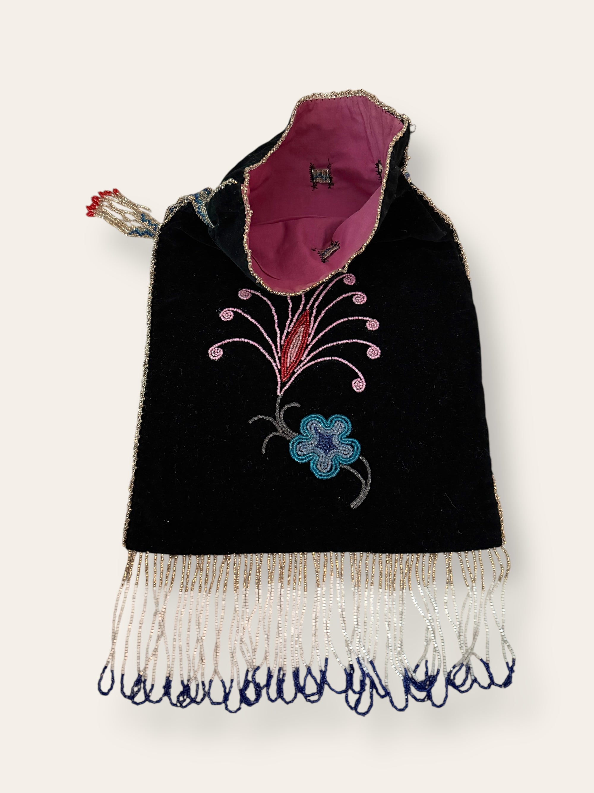 Vintage Late 1800’s Ojibwa Beaded Velvet Bag