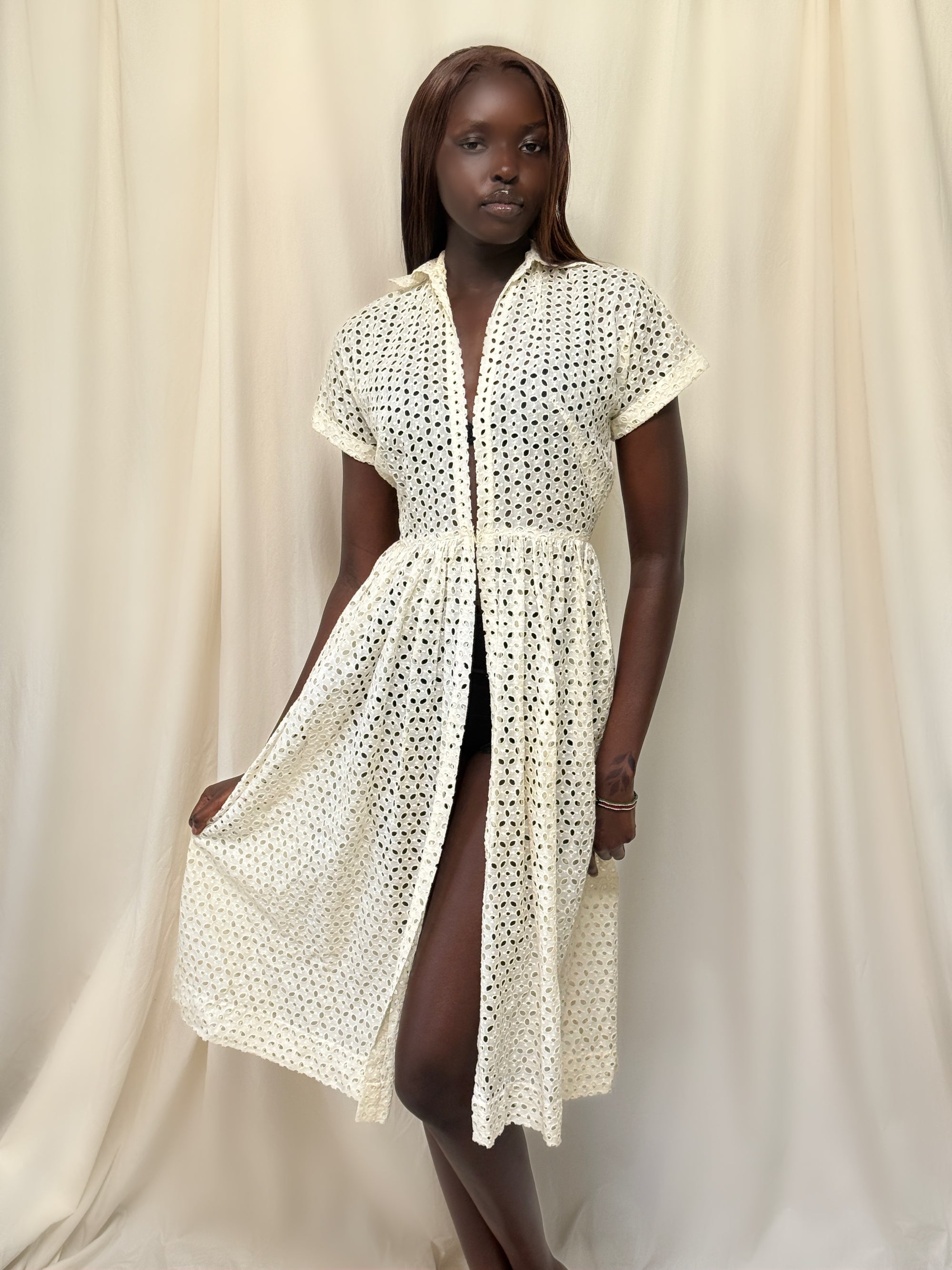 Vintage 1940’s Cotton Eyelet Sun Dress | Open Front  | Romantic Heirloom Cover