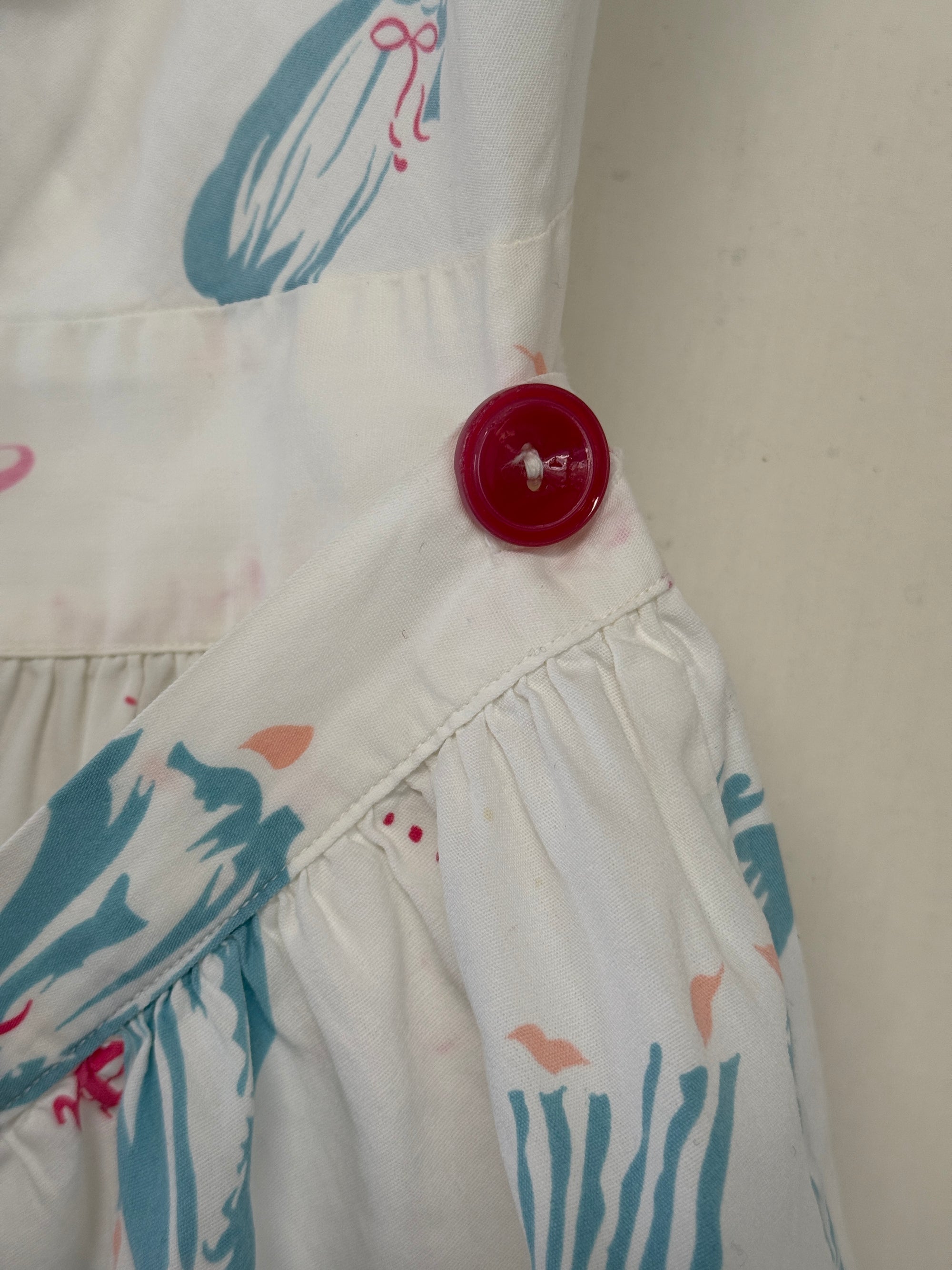 Vintage 1930s Cotton Rare Novelty Print Playsuit | Cutout Romper with Ribbon Detail