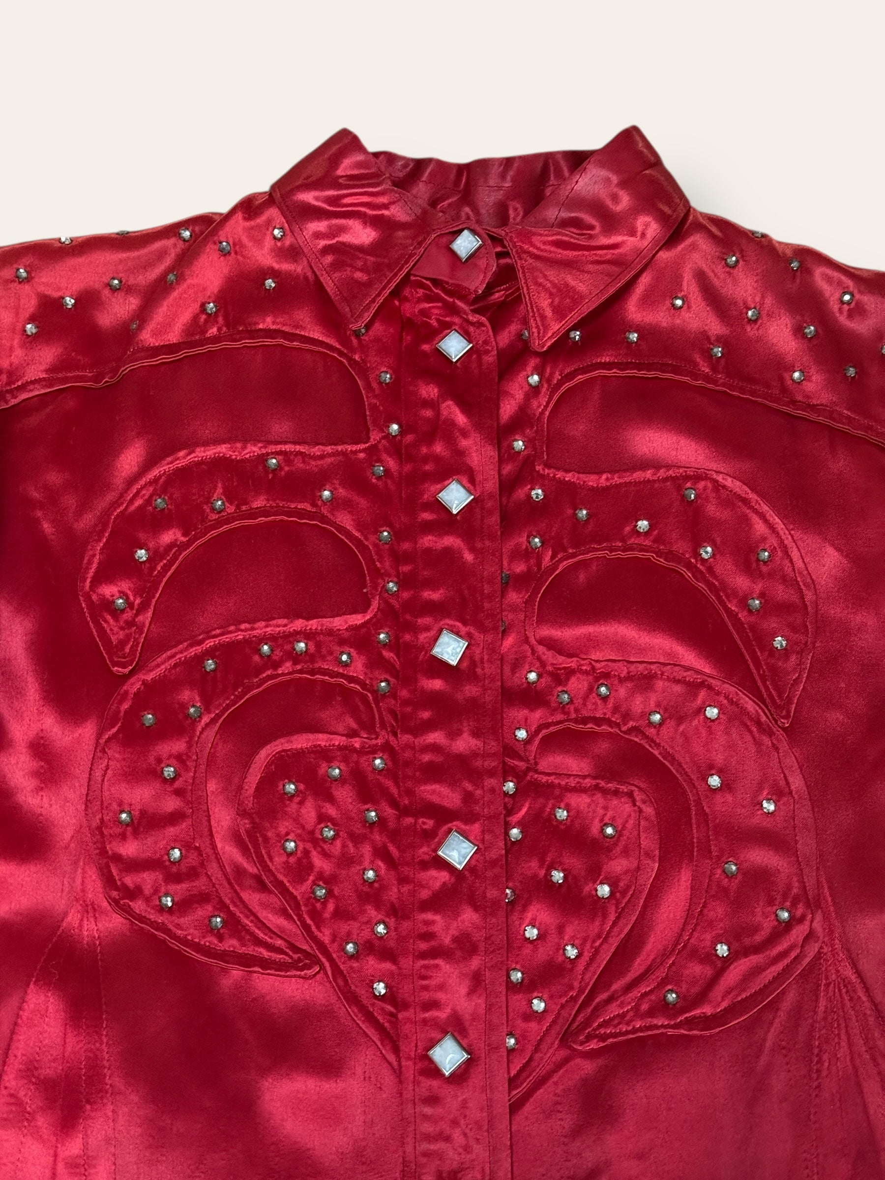 Vintage 1950’s Rhinestone Studded Satin Rodeo Western Shirt