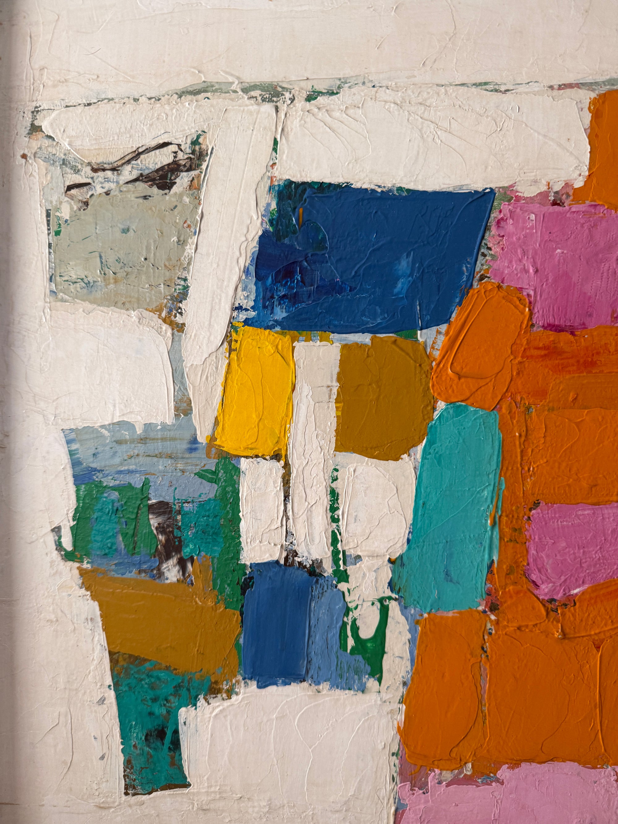 Vintage 1950s Bassett Mid-Century Modern Abstract Painting | Vintage MCM Painting