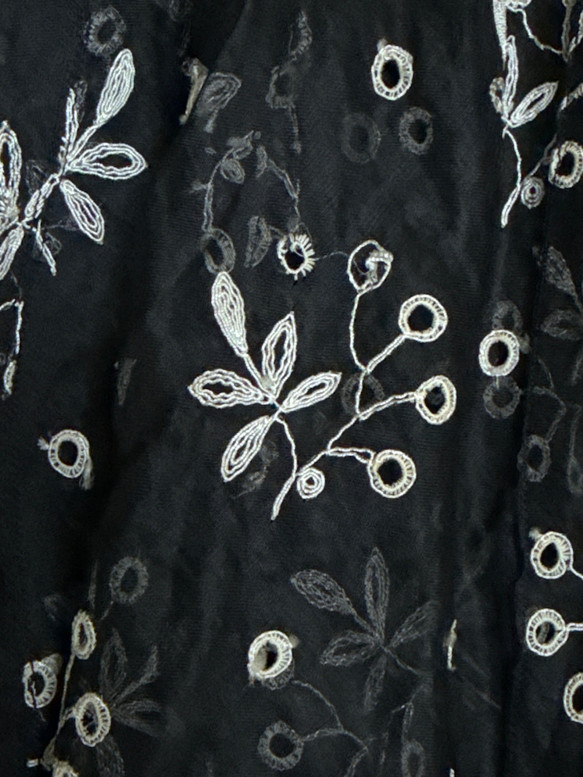 Vintage 1930’s Black &amp; Creme Organza Eyelet Dress