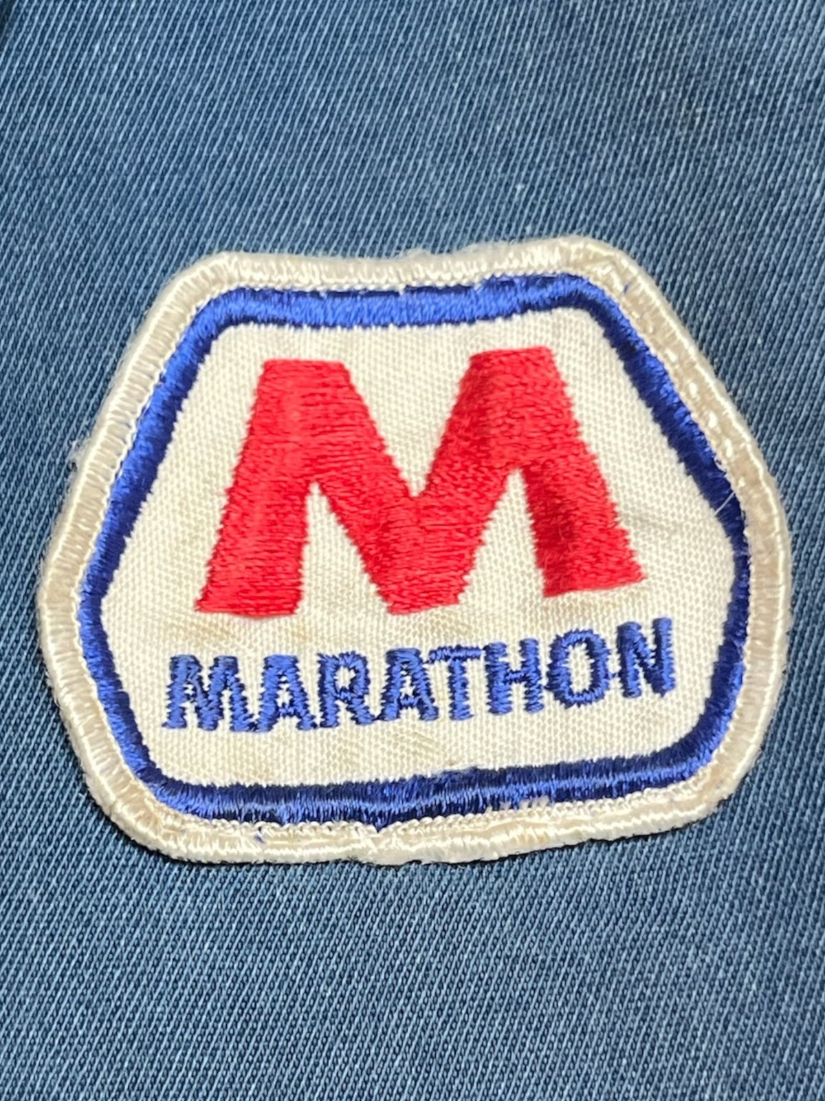 Vintage 1970s Marathon Oil Distressed Work Jacket | Vintage Mechanic Workwear