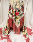 Vintage 1920’s Manton De Manila Silk Embroidered Double-Sided Piano Shawl ///SOLD///