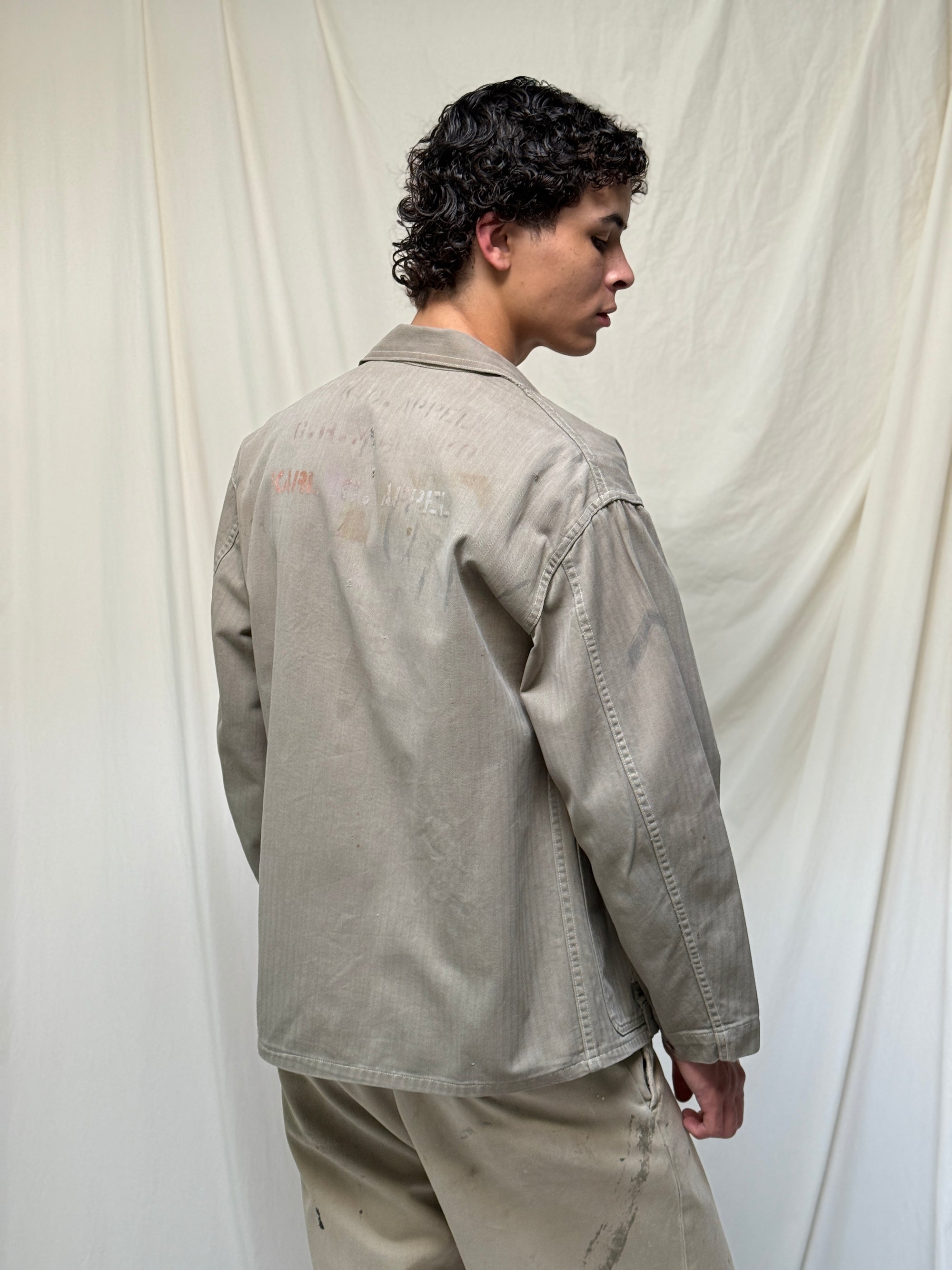Vintage 1940’s WWII USMC P41 HBT Twill Stencil Utility Jacket