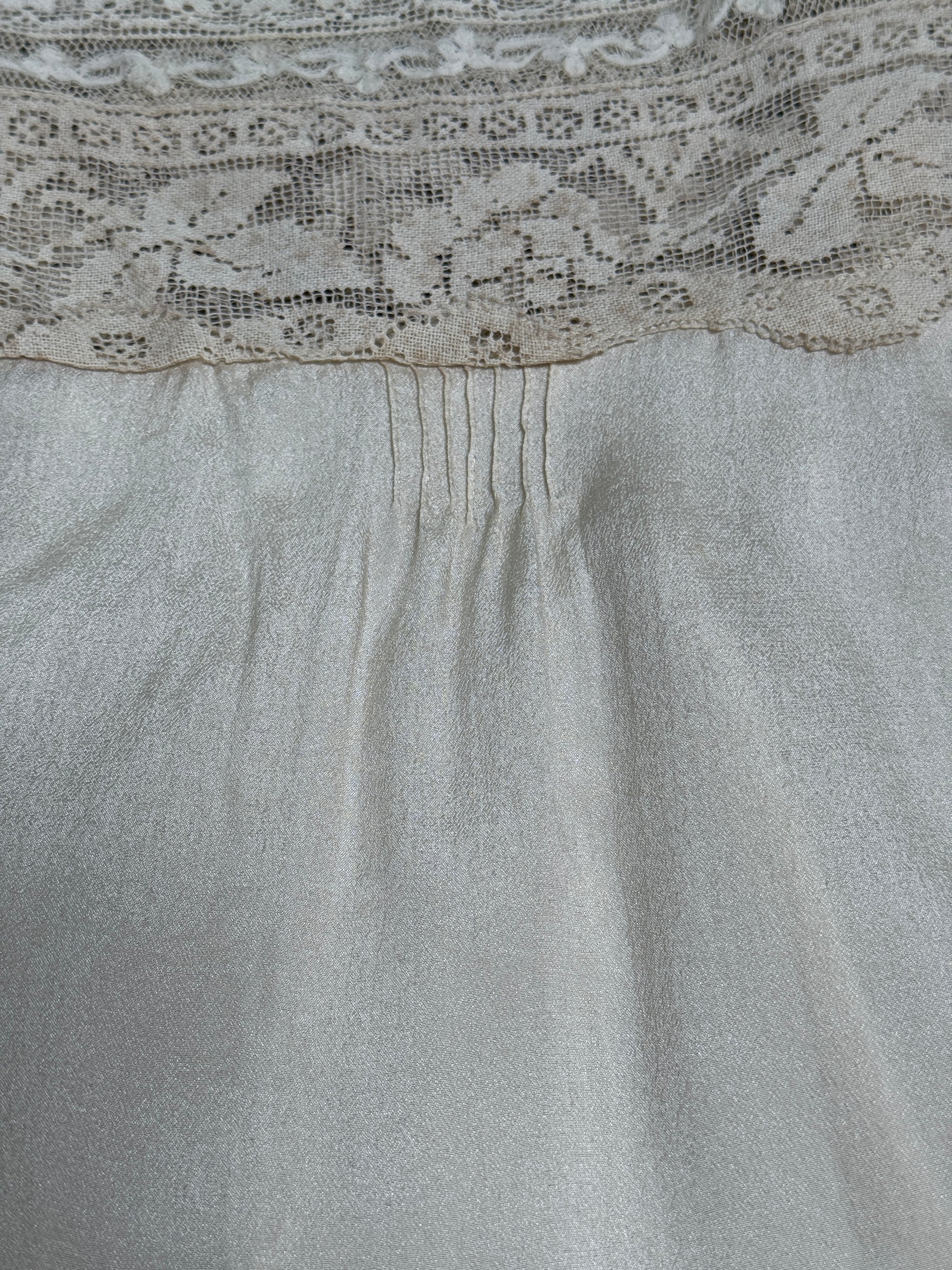 Vintage 1920’s Deadstock Cream Lace &amp; Silk Step In Slip Dress