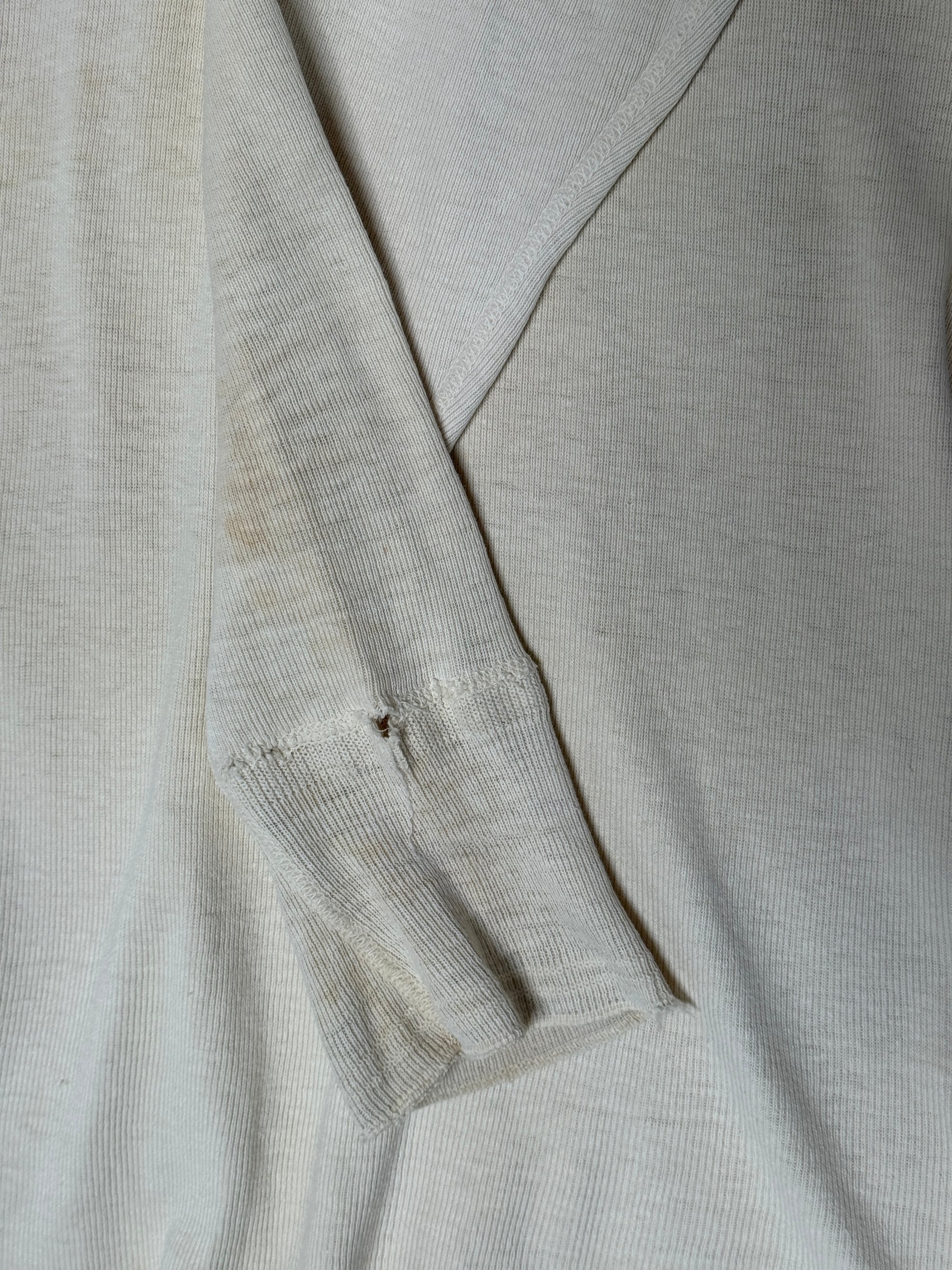 Vintage 1940’s Penney’s Cotton Henley | Heritage Blank Antique White Shirt