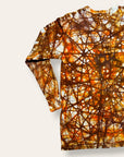 Vintage 1960s Hand-Dyed Folk Web Veining Tie-Dye Long Sleeve Shirt in Rust | Hanes Loopwheel 100% Cotton Shirt