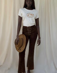Vintage 1970’s Suede North Beach Leather Lace-Up Pants | Western Flare Trousers W:27