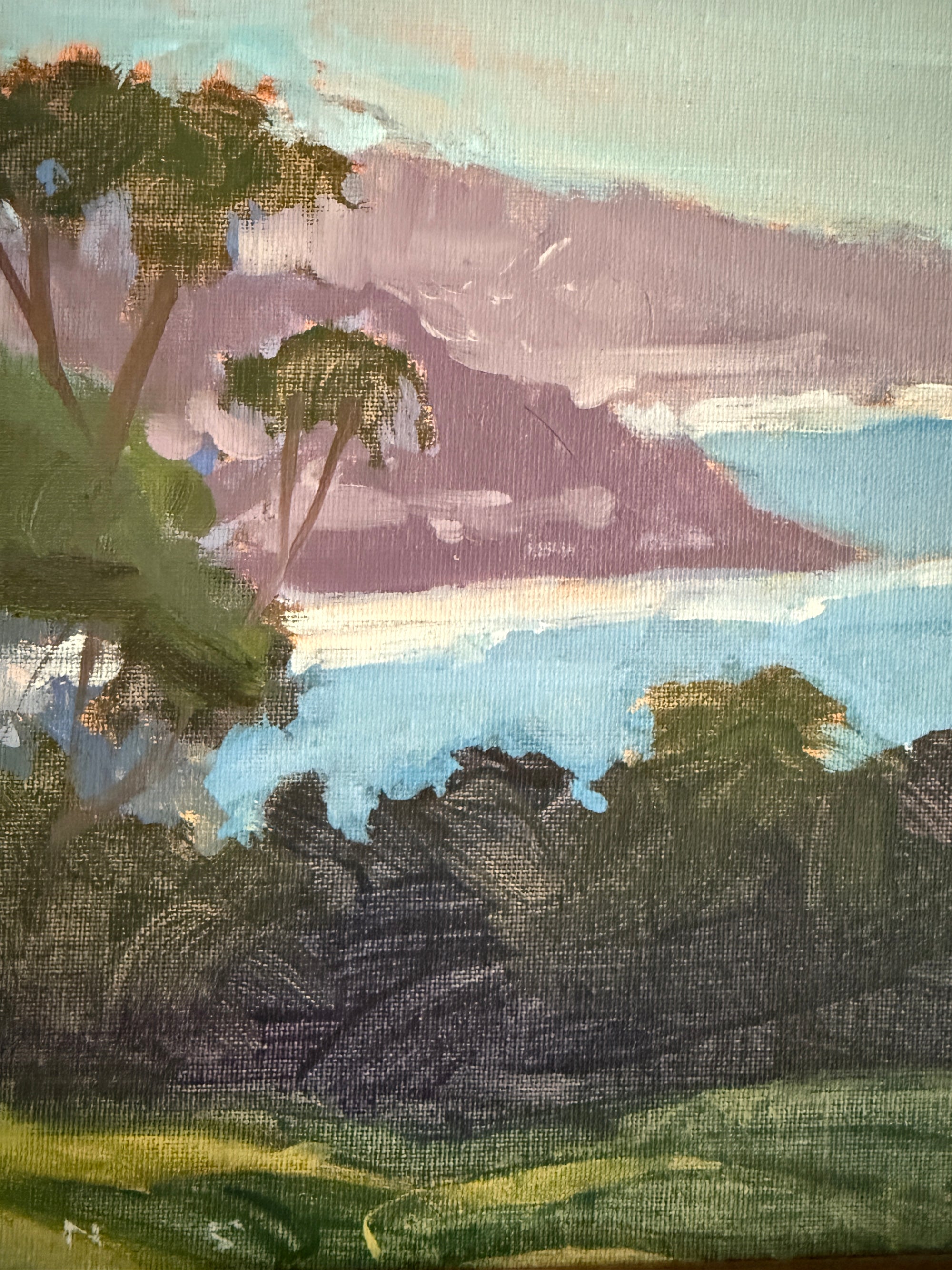 2000s Jeff Yeomans Original Oil Painting | Laguna Beach California Coastal Landscape Impressionist Art