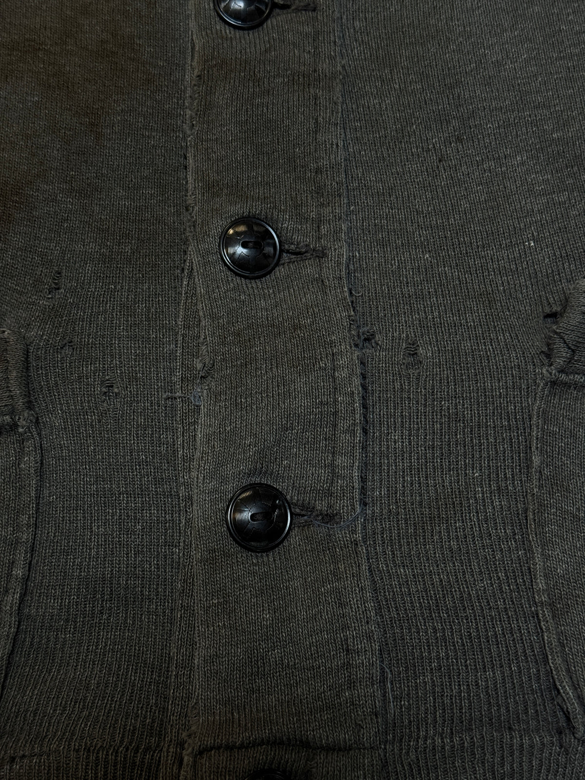 Vintage 1930s Distressed Cotton Grey Heather Work Cardigan