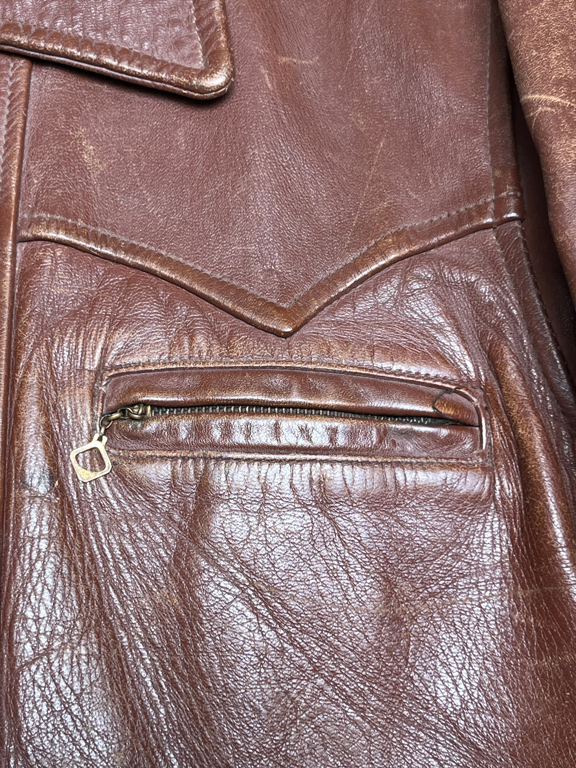 Vintage 1940s Horsehide Leather Jacket | Half Belt Leather Jacket