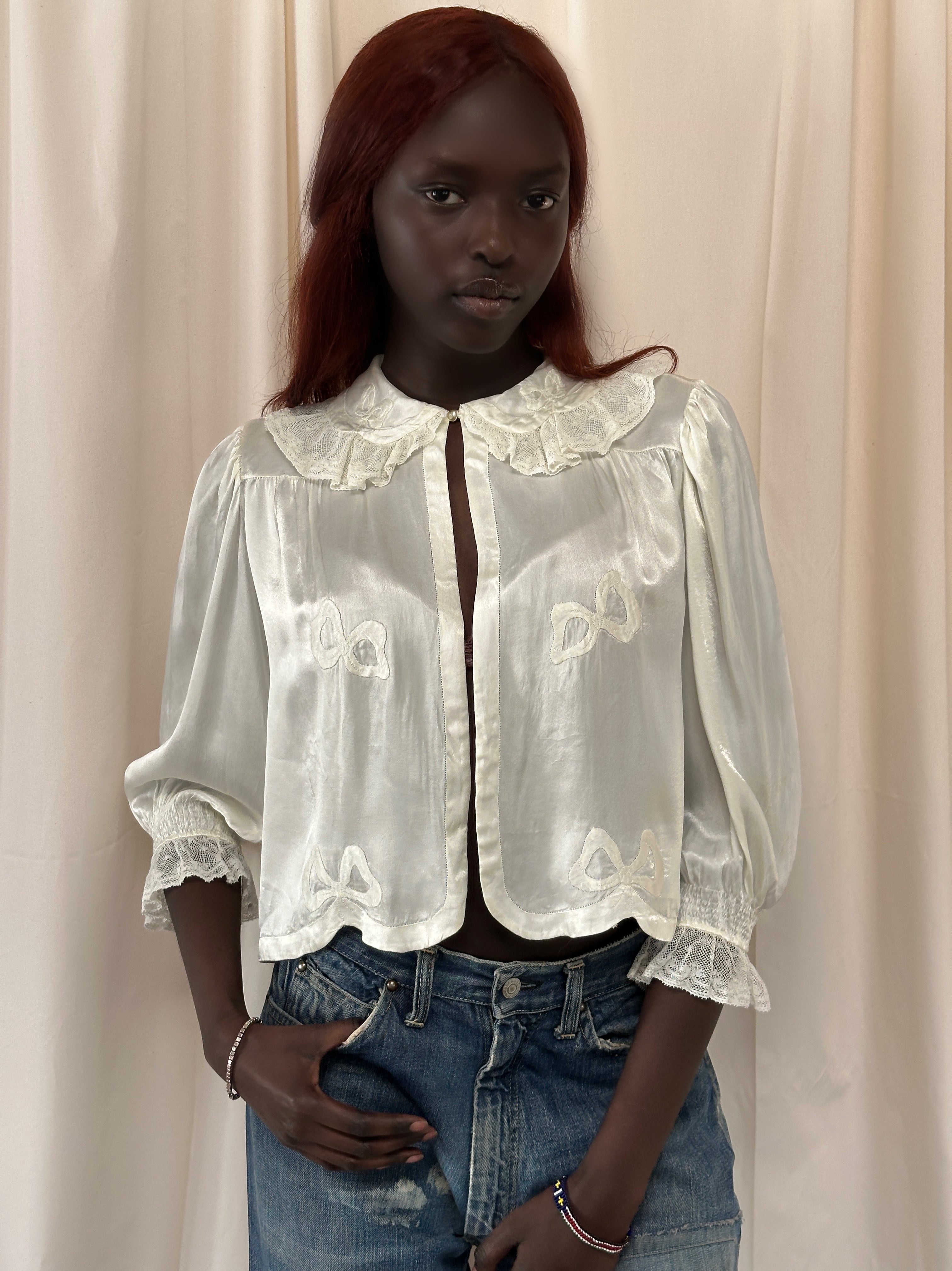 Vintage 1940's Silk Rayon Bows Bed Jacket – Afterlife Boutique