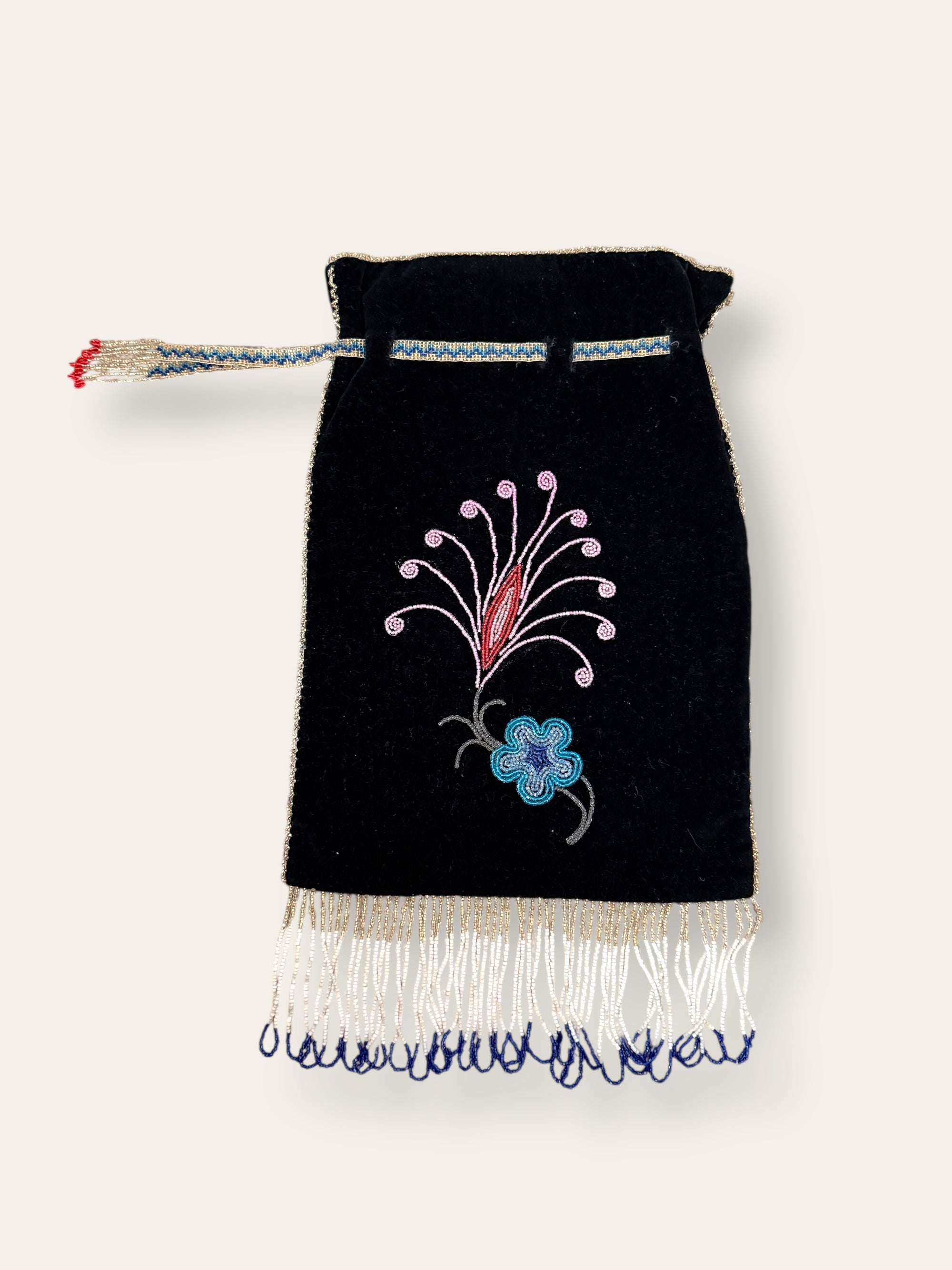 Vintage Late 1800’s Ojibwa Beaded Velvet Bag