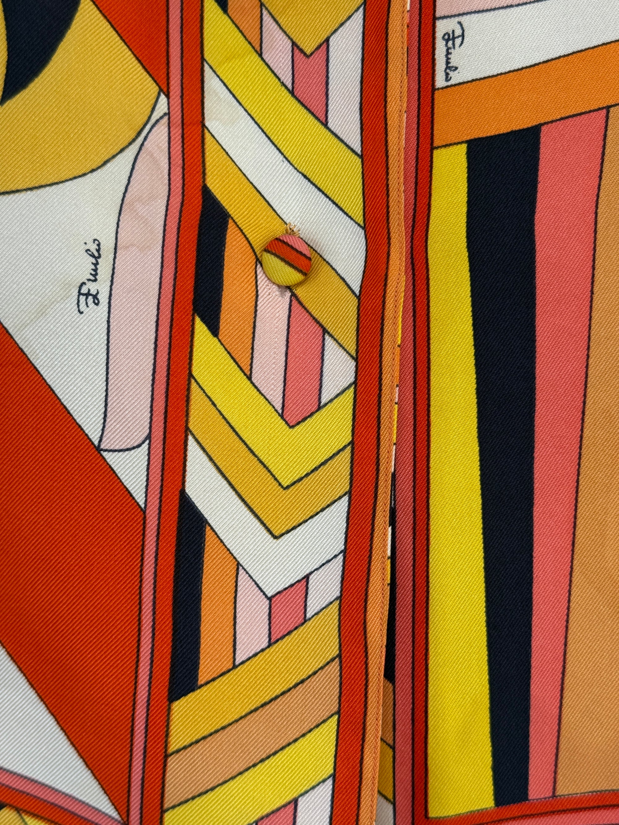 Vintage 1960’s Emilio Pucci Geometric Silk Blouse | Made in Italy Saks Fifth Avenue Silk Shirt