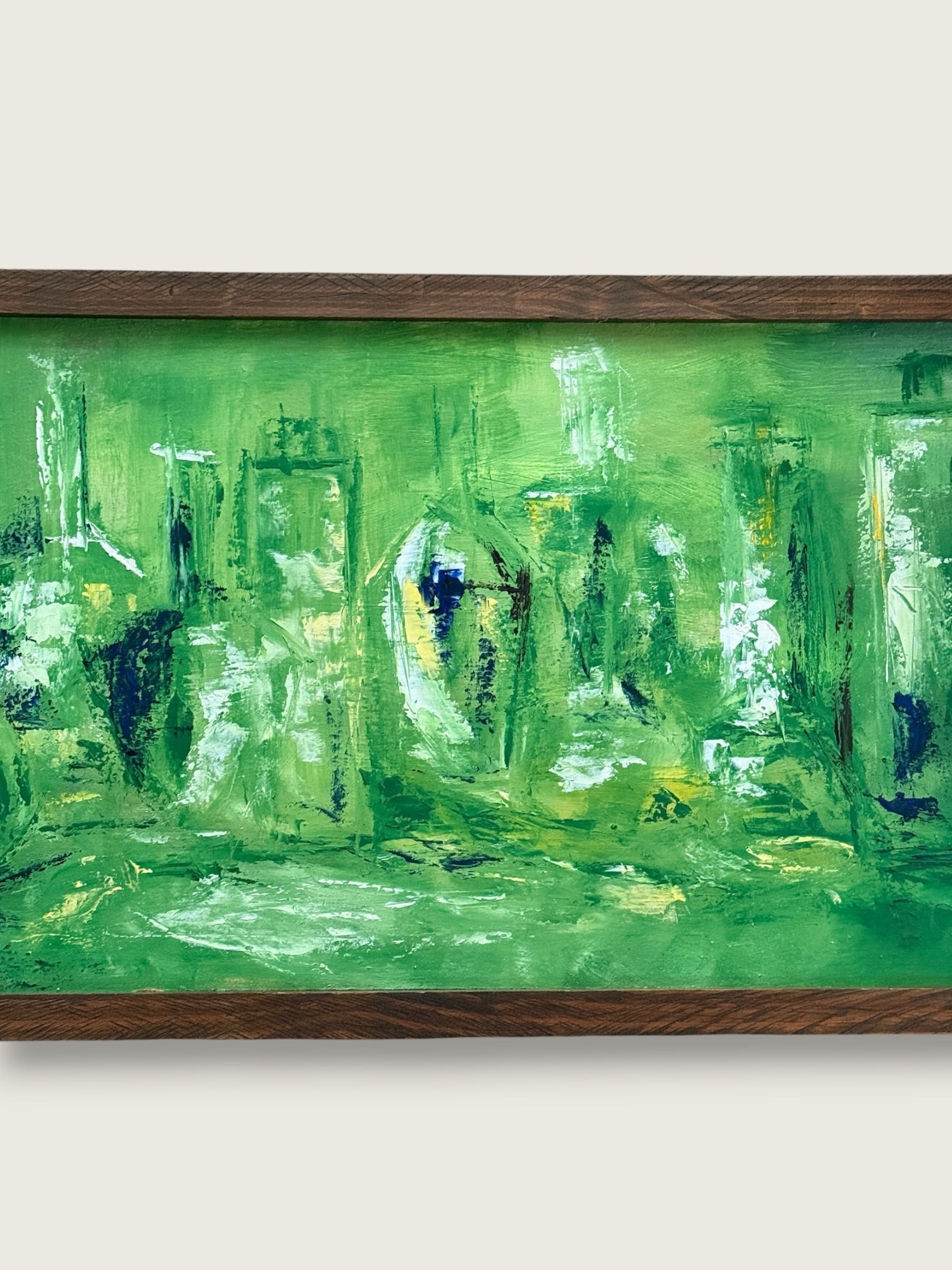 Vintage 1960s Mid-Century Modern Abstract Bar Scene Panoramic Painting | MCM Signed B. Gregor 1965