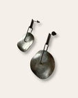 925 Sterling Silver Brutalist Silver Disc Drop Earrings | Modern Artisan Sterling Jewelry