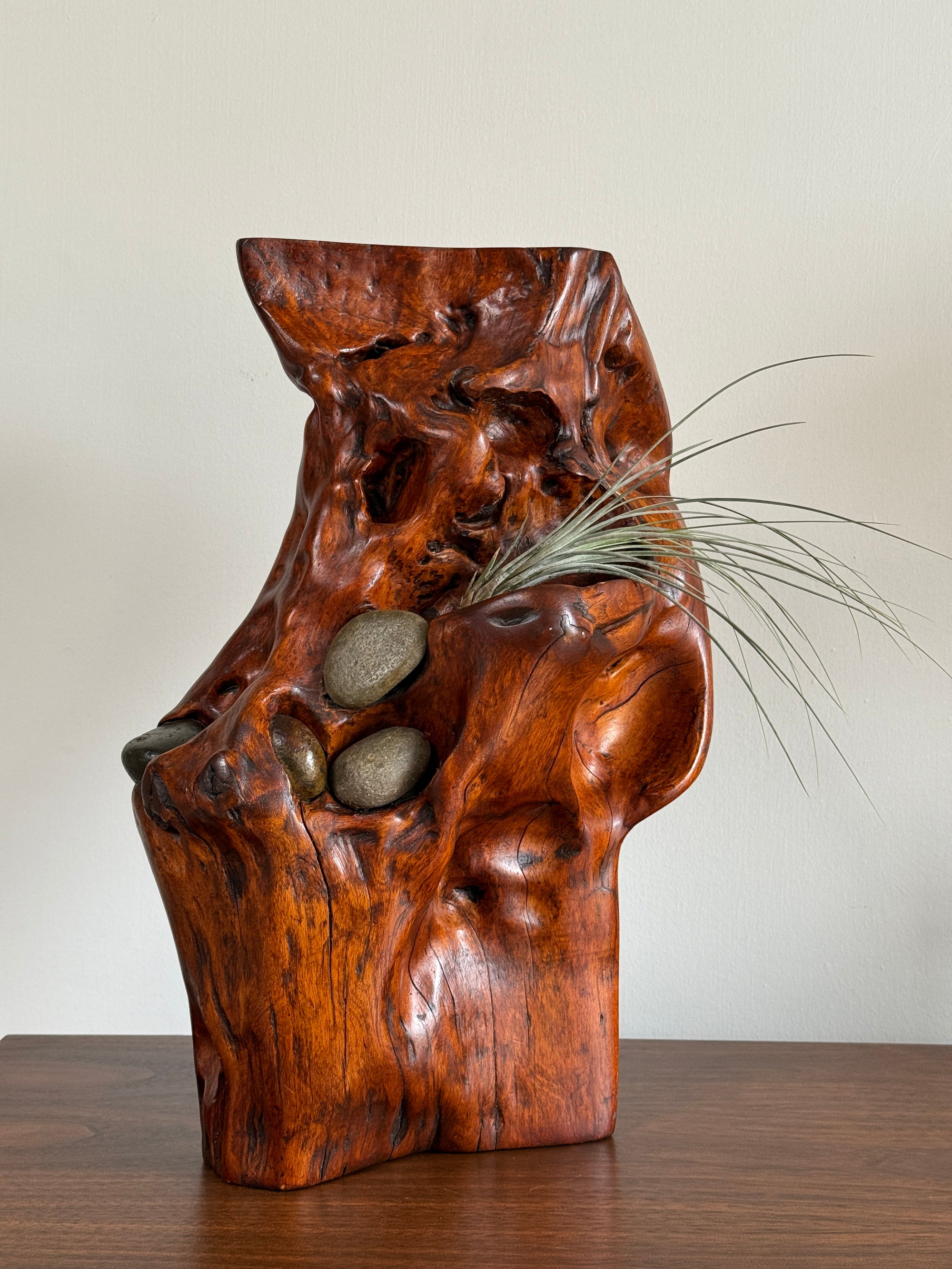 Vintage Mid Century Modern Organic Wood Sculpture | Hand Carved Burl Wood Abstract Biomorphic Art | MCM Naturalist Decor
