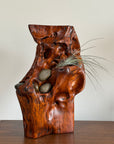 Vintage Mid Century Modern Organic Wood Sculpture | Hand Carved Burl Wood Abstract Biomorphic Art | MCM Naturalist Decor