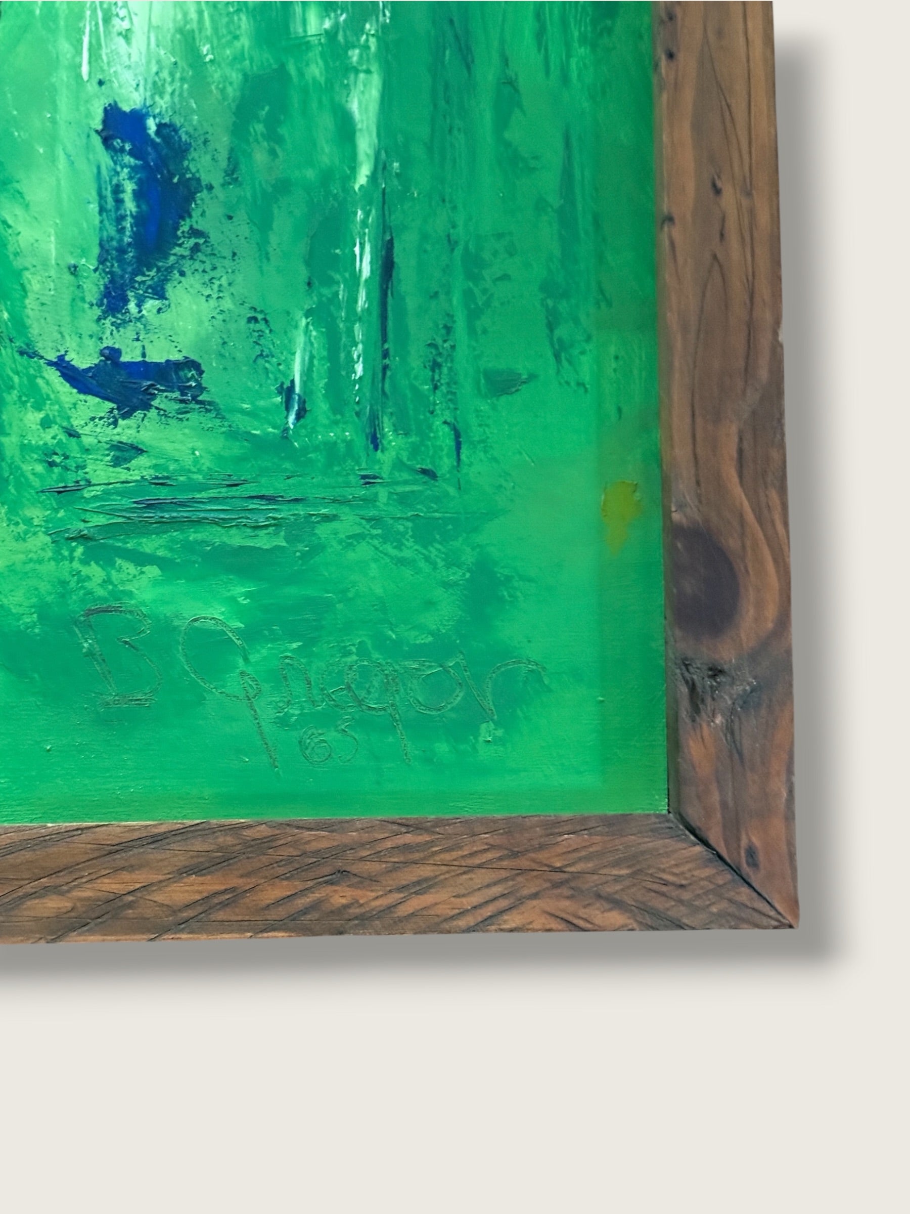 Vintage 1960s Mid-Century Modern Abstract Bar Scene Panoramic Painting | MCM Signed B. Gregor 1965