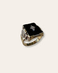 Vintage 1940’s Art Deco Onyx 10k Gold Diamond Ring Size 9