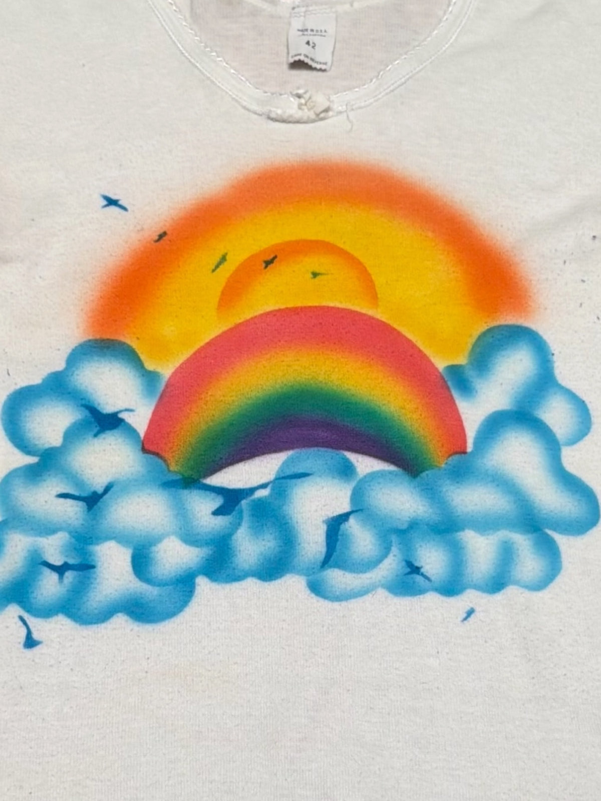 Vintage 1970s Airbrush T-Shirt | Handmade Folk Art Tee
