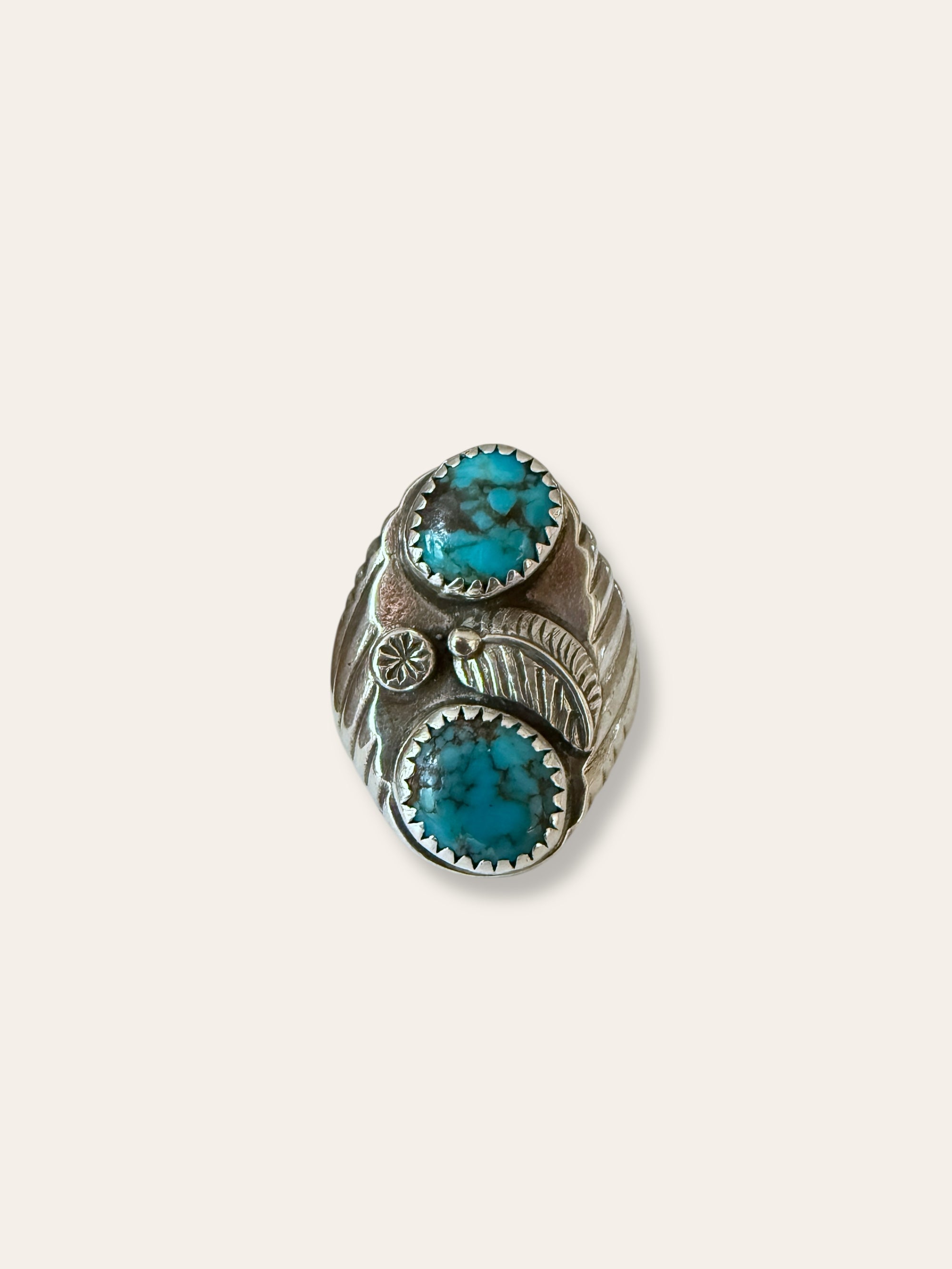 Vintage Navajo 1970’s Sterling Silver and Turquoise Ring Size 9
