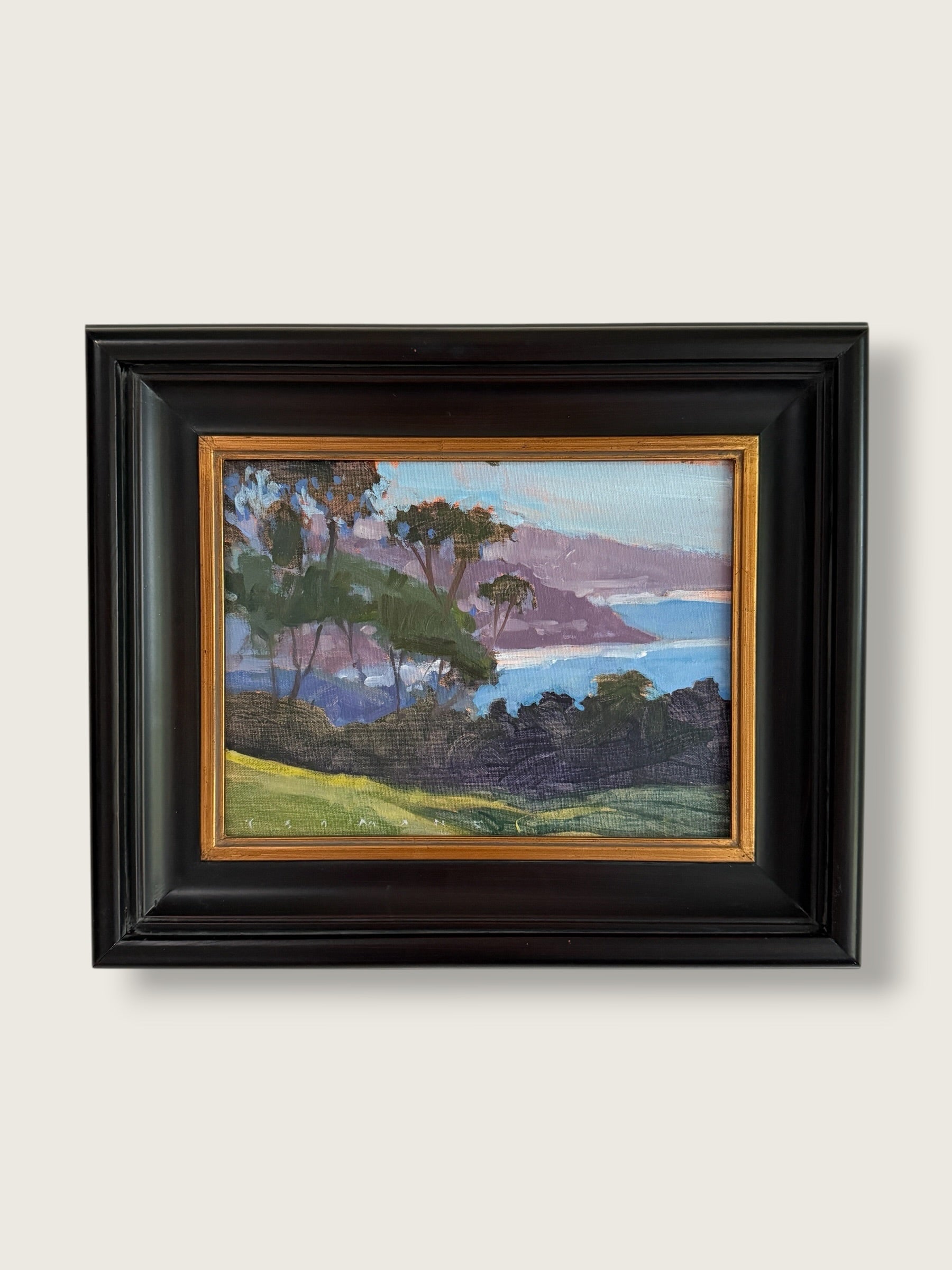 2000s Jeff Yeomans Original Oil Painting | Laguna Beach California Coastal Landscape Impressionist Art