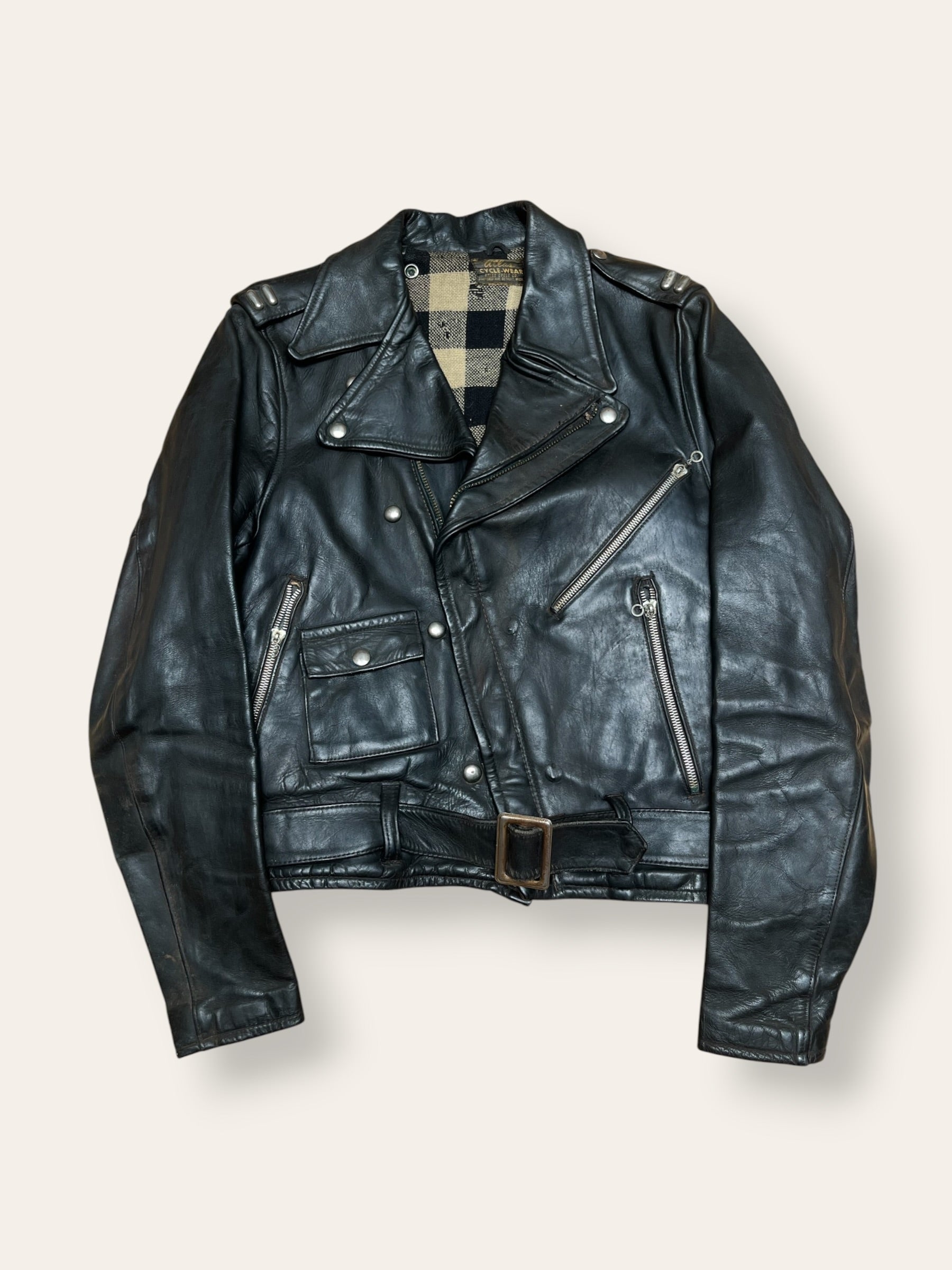 Vintage 1940s Atlas Cycle-Wear Leather Motorcycle Jacket | Rare Horsehide Biker Jacket