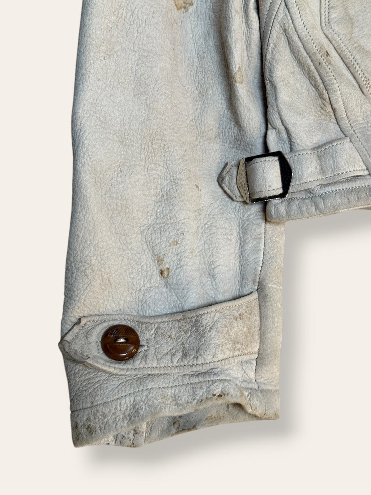 Vintage 1930s Buckskin Leather Cossack A-1 Jacket | Vintage Deerskin Sport Coat with Side Buckles