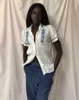 Vintage 1940’s Heavy Linen Embroidered Top