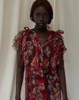 flapper era dress with 1920s sheer chiffon fabric.  high end design with art deco pattern