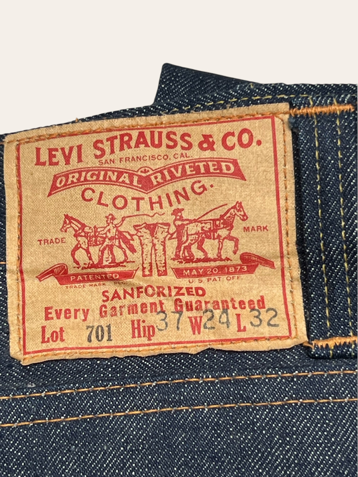 Vintage 1950’s Levi’s Deadstock 701 Denim Jeans | Hidden Rivets Selvedge Denim | Big E Levis
