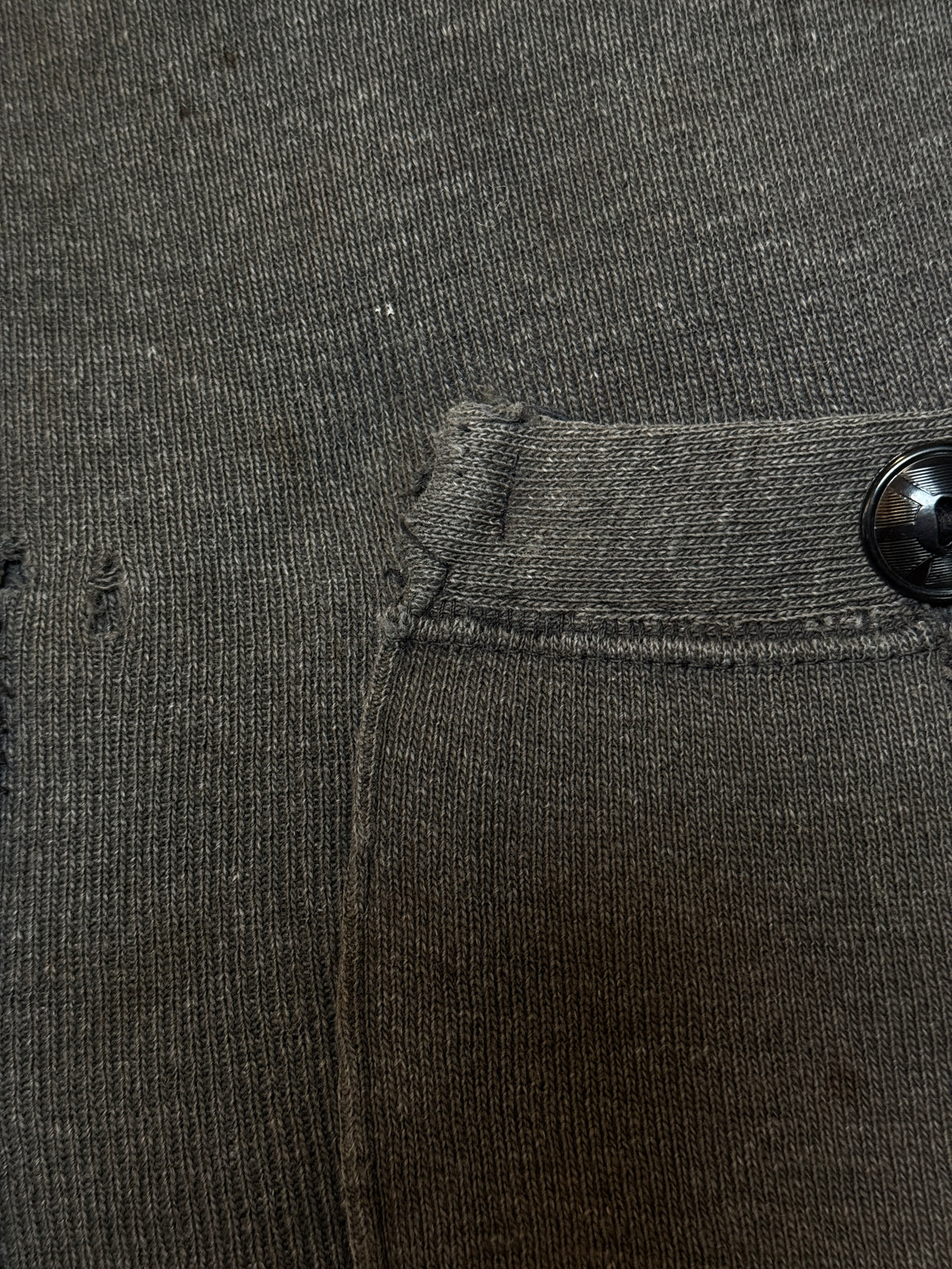 Vintage 1930s Distressed Cotton Grey Heather Work Cardigan