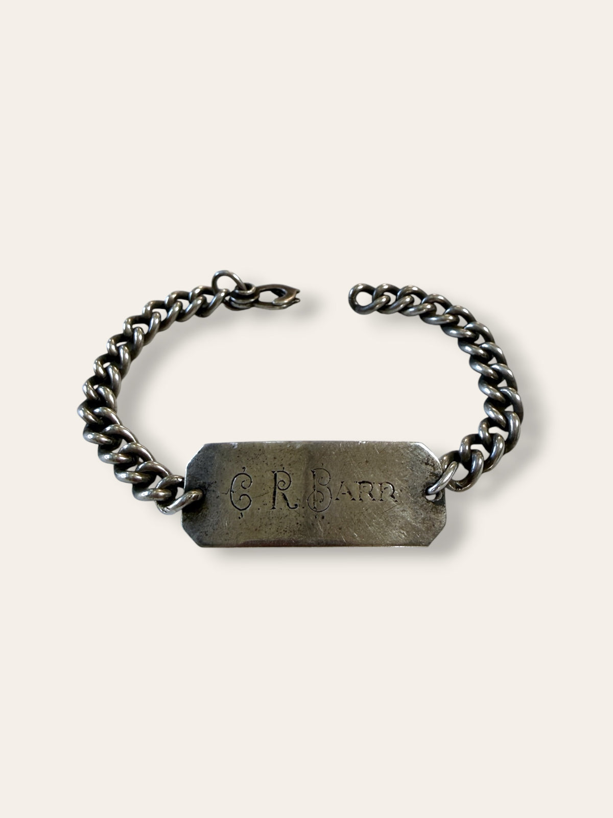 Vintage Sterling Silver WWII Identification Bracelet | Chunky Curb Link | 7” Chain Stamped