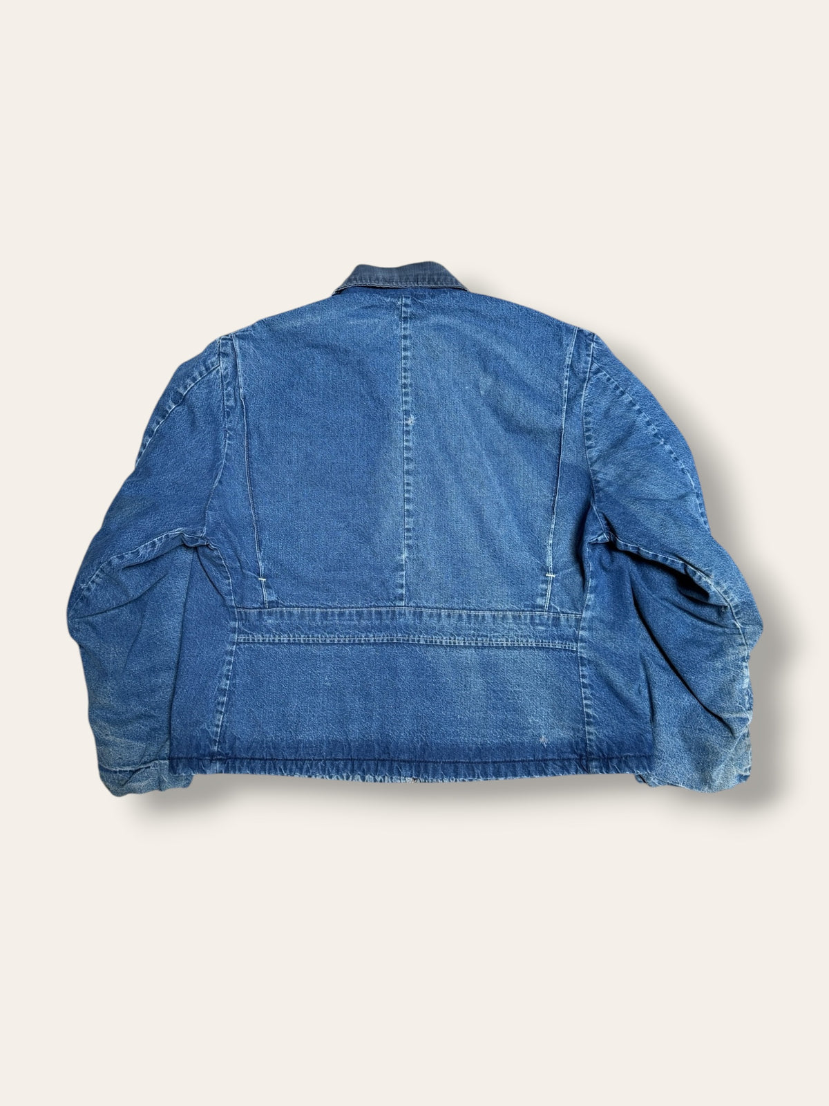 Vintage 1960s Key Imperial Denim Work Jacket | Belted Back Faded Denim